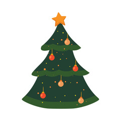 New Year tree, simple holiday illustration, winter holidays