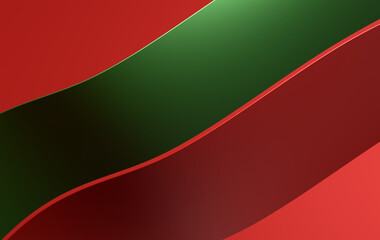 Abstract Christmas Background with Flowing Red and Green Wavy Layers in Traditional Holiday Colors for Festive Design Projects