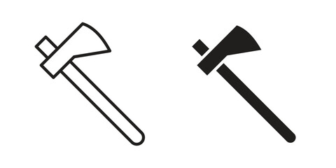 Hatchet icon symbol. Classic flat and linr style