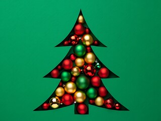 Festive Christmas Tree Silhouette Filled with Colorful Ornaments