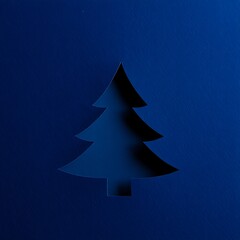 Minimalist Blue Christmas Tree Cutout