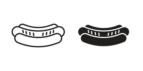 Hot dog icon symbol. Classic flat and linr style