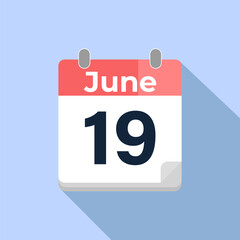 June 19 Vector Calendar
Modern flat color vector calendar with date