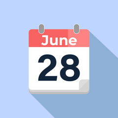 June 28 Vector Calendar
Modern flat color vector calendar with date