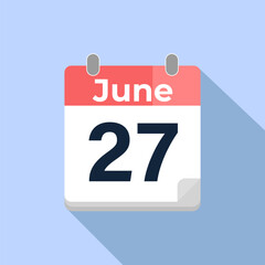 June 27 Vector Calendar
Modern flat color vector calendar with date