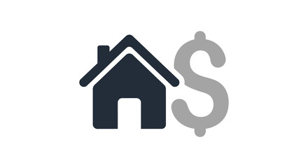 A combined house and dollar sign graphic represents real estate finance a financial investment silhouette