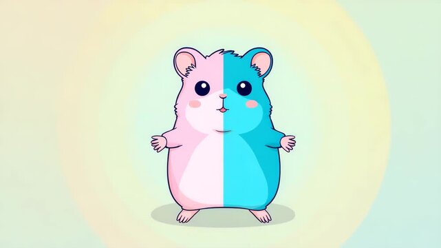 Cute cartoon hamster with split pink and blue coloring adorable vector illustration for childrens books greeting cards and playful designs
