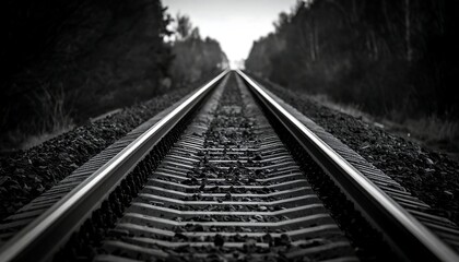 Fototapeta premium Monochrome Railway Perspective - A Journey into the Distance.