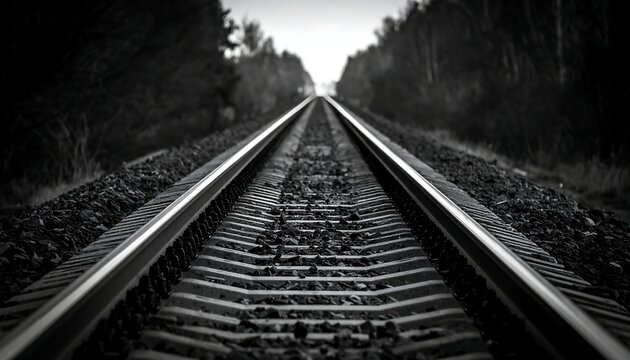 Monochrome Railway Perspective - A Journey into the Distance.