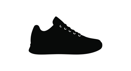 A striking black and white image showcasing a single athletic shoe design silhouette © Kuntol02