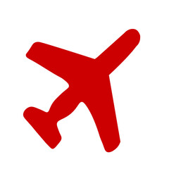 Obraz premium Red airplane icon simple flat vector design isolated on white background for travel and transportation concepts