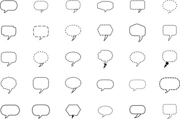 Fototapeta premium Collection of diverse speech bubble icons for communication and design purposes featuring various shapes