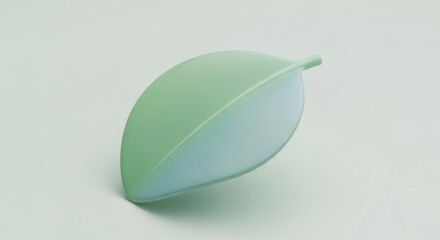 Green leaf with light blue accent nature design element