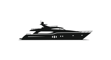 a sleek black and white yacht design illustration with bold lines a striking silhouette