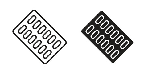 Blister drugs collection Silhouette flat icon design element.icon symbol. Classic flat and linr style