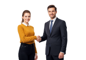 Human resources director shaking hands with a successful job applicant to confirm employment recruitment or executive welcoming a new staff member to the company team after a contract agreement