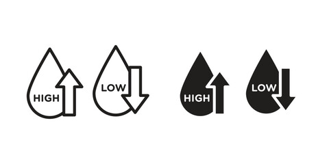 Low and high cholesterol icon symbol. Classic flat and linr style
