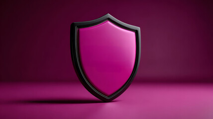 Fototapeta premium Pink shield on magenta background symbolizing protection.