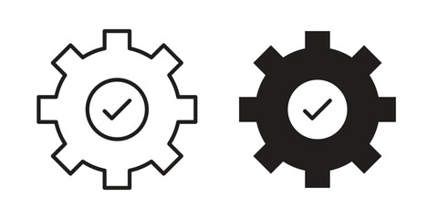 Execution icon symbol. Classic flat and linr style