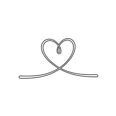 Minimalist line art of a tiny heart made from a continuous line showcasing elegance and warmth