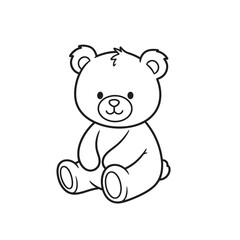 Simple line art drawing of a tiny teddy bear character sitting, exuding warmth and friendliness