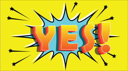 YES, Comic book explosion, Blast, Color, Text