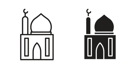 Mosque icon symbol. Classic flat and linr style