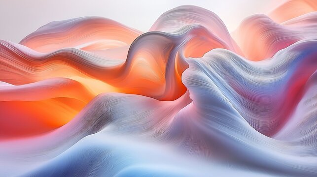 Abstract waves of orange and blue create a dynamic and flowing textured visual representation