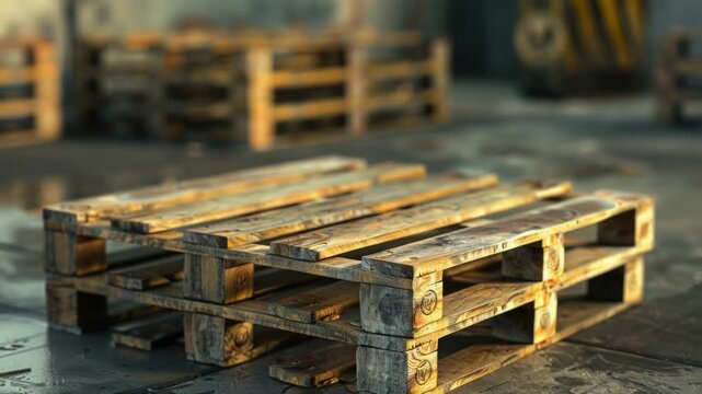 Video A stack of wooden pallets on a floor, great for background or texture