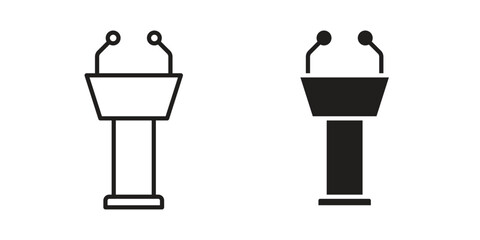 Lectern icon symbol. Classic flat and linr style