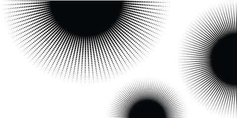 Black and White Abstract Radial Burst Design with Optical Lines