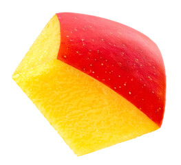 Mango cube slices isolated on transparent background. Mango fruit PNG. Mango cube macro studio photo