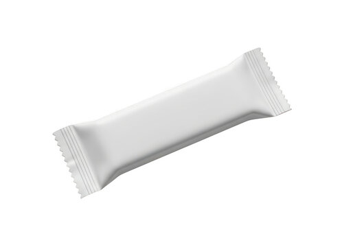 Blank white candy bar or protein snack wrapper mockup template for food product design presentation isolated on transparent background