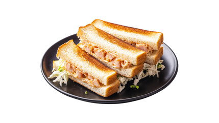Toasted bread sandwiches with shredded cabbage isolated on a transparent background
