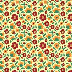 Folk Art Floral Seamless Pattern