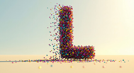 Colorful Digital Particle Letter L Artistic Typography for Creative Projects and Designs