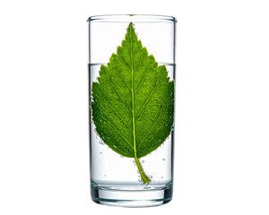 A high-detail macro photo of a single Siberian leaf submerged in a clear test tube fi