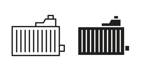 Radiator icon symbol. Classic flat and linr style