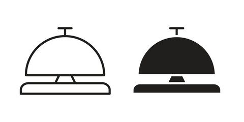 Reception bell icon symbol. Classic flat and linr style