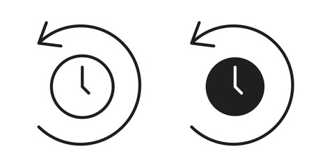 Rewind time icon symbol. Classic flat and linr style