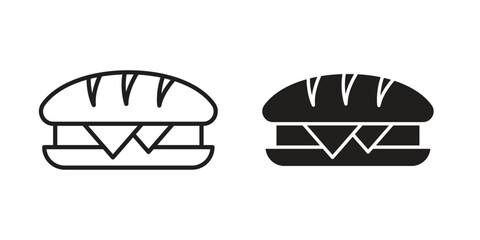 Sandwich icon symbol. Classic flat and linr style