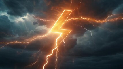 Dramatic lightning strike in a stormy sky