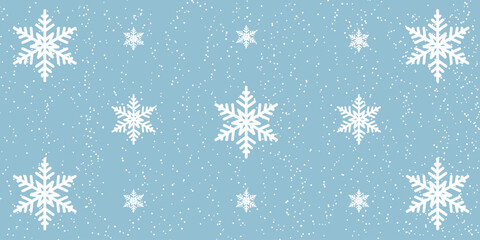 Snowflakes of different sizes.Background light bokeh texture.Christmas snow.Circles and defocused particles.Vector illustration.Beautiful festive Christmas background for the design of congratulations