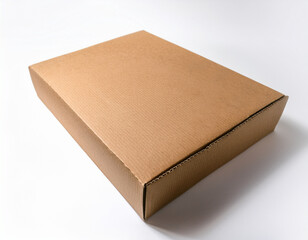 Plain Cardboard Box on White Background for Packaging Concepts