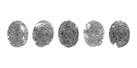 Vector black fingerprint background. Detailed fingerprint on grunge background symbolizing identity verification.	