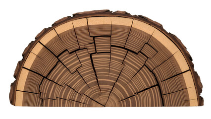 Close up of a tree trunk cross section showing growth rings