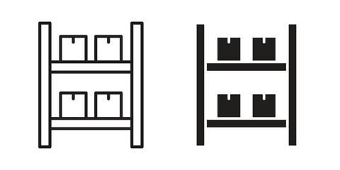 Storage rack icon symbol. Classic flat and linr style