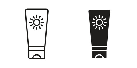 Sun cream icon symbol. Classic flat and linr style
