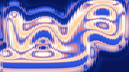 Abstract blue and orange liquid wave background with glossy distorted texture