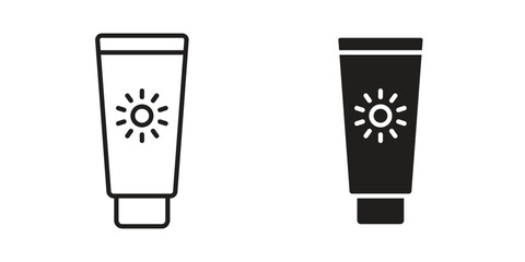 Sunscreen icon symbol. Classic flat and linr style